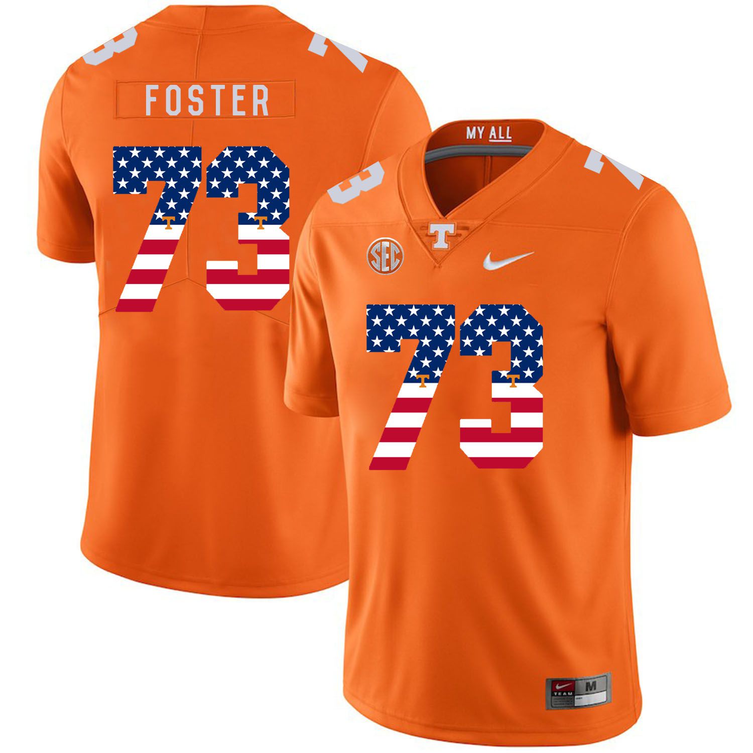Men Tennessee Volunteers #73 Foster Orange Flag Customized NCAA Jerseys->customized ncaa jersey->Custom Jersey